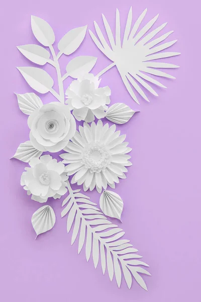 Beautiful Composition Made Origami Flowers Color Background — Stock Photo, Image
