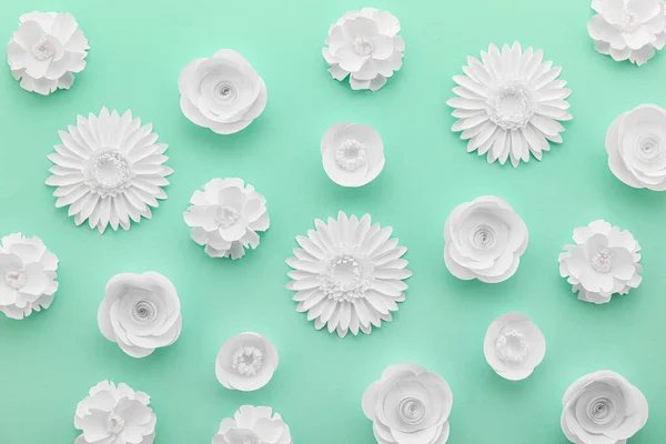 Different Origami Flowers Color Background — 스톡 사진