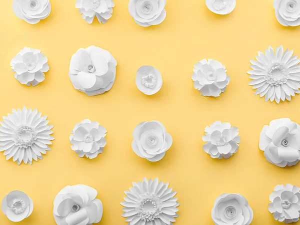 Paper Flowers Yellow Background — 스톡 사진