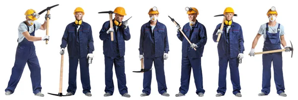 Set Miner Man White Background — Fotografia de Stock