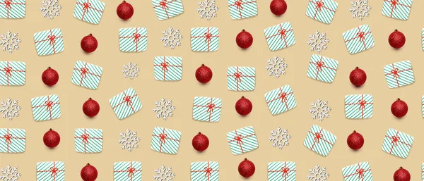 Many Christmas Cookies Snowflakes Decor Beige Background Pattern Design — Foto de Stock