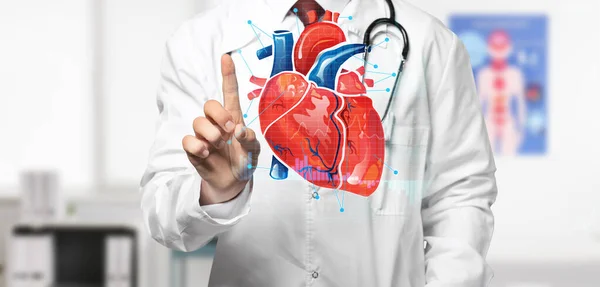 Cardiologist Using Digital Twin Technology Clinic — Stockfoto
