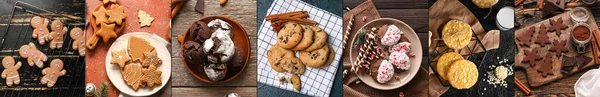 Set Tasty Cookies Top View — 스톡 사진