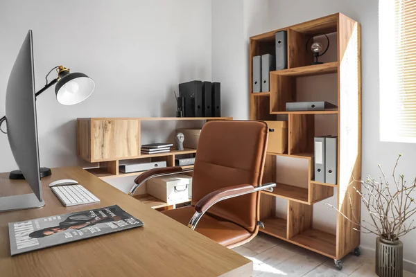 Interior Light Office Desk Chair Shelving Unit — Stockfoto