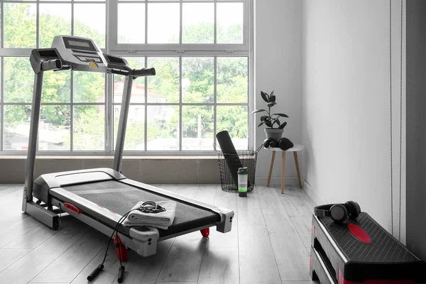 Modern Treadmill Towels Skipping Room Gym — Φωτογραφία Αρχείου
