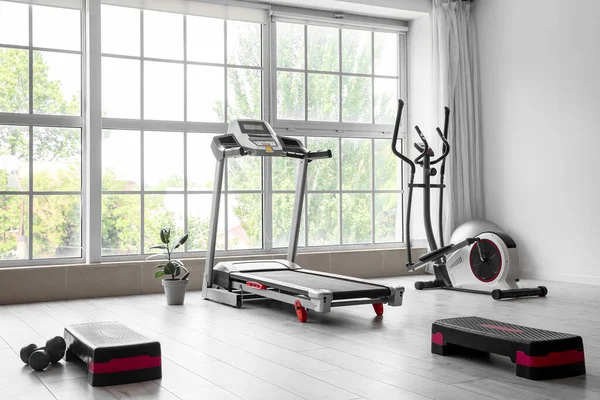 Interior Modern Gym Treadmill Sport Equipment — Φωτογραφία Αρχείου
