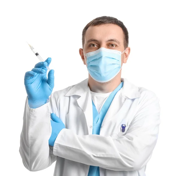 Doctor Syringe White Background — Stock Photo, Image