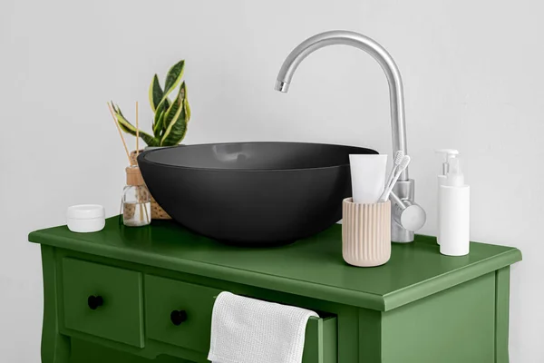 Black Sink Modern Bathroom — Stok Foto