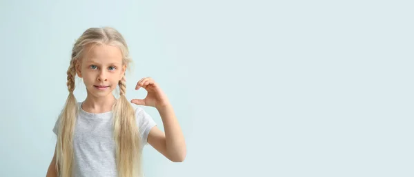 Little Deaf Mute Girl Using Sign Language Light Background Space — 스톡 사진