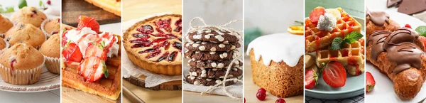 Collage Van Zelfgemaakte Desserts Close — Stockfoto