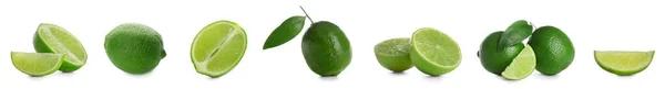 Set Ripe Limes Isolated White —  Fotos de Stock