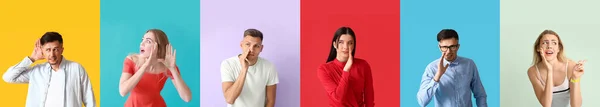 Set Gossiping People Color Background — ストック写真