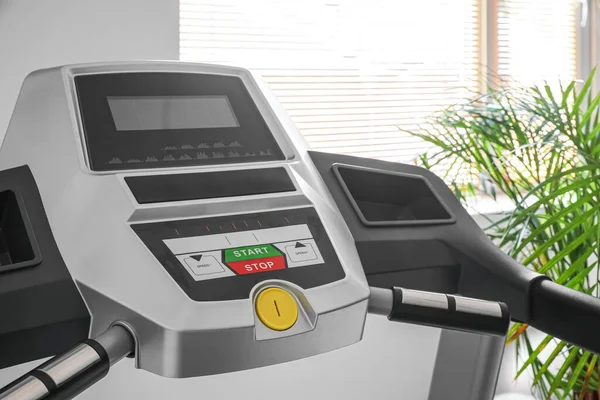 Modern Treadmill Window Gym Closeup — Stock Photo, Image