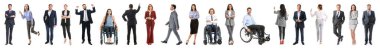 Set of many business people isolated on white