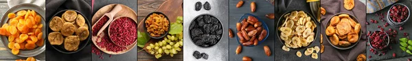 Group Tasty Dried Fruits Top View — Stockfoto