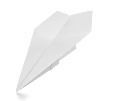 Kağıt uçak beyaz arkaplanda izole edildi