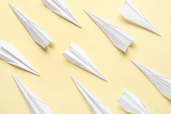 Paper Planes Yellow Background — Stockfoto