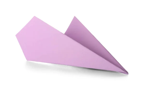 Lilac Paper Plane White Background — Stockfoto