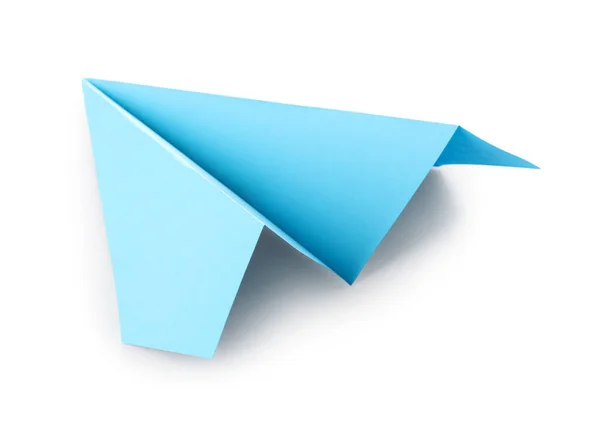 Blue Paper Plane White Background —  Fotos de Stock