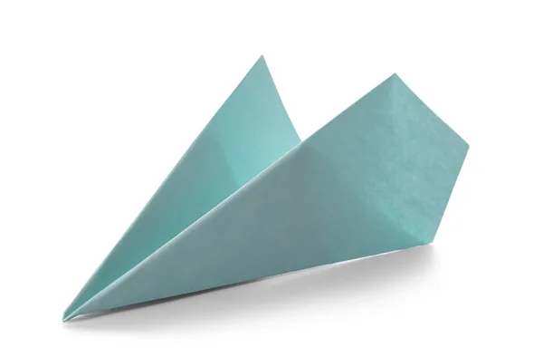 Blue Paper Plane White Background —  Fotos de Stock