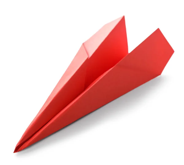 Red Paper Plane White Background — 图库照片