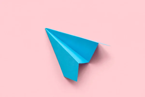 Blue Paper Plane Pink Background — Photo