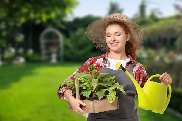 Portrait Female Gardener Outdoors — Stock Photo, Image