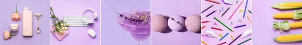 Stylish Summer Composition Lilac Background — Stockfoto