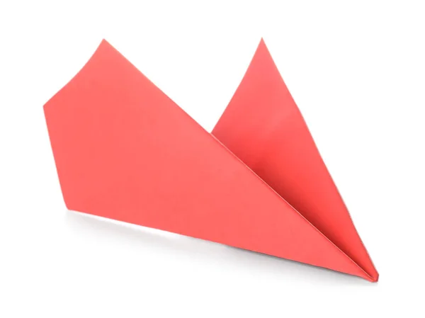 Red Paper Plane White Background — Φωτογραφία Αρχείου