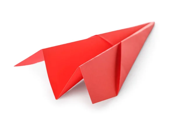 Red Paper Plane White Background — 图库照片