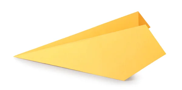 Yellow Paper Plane White Background — Stock Photo, Image