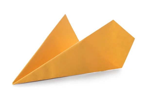 Yellow Paper Plane White Background — Stock Photo, Image