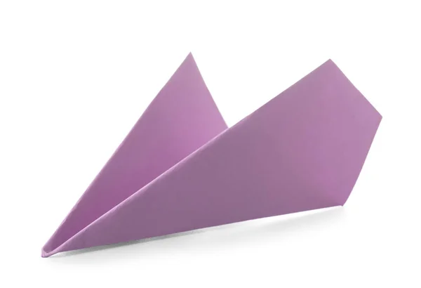 Lilac Paper Plane White Background — Stock Photo, Image