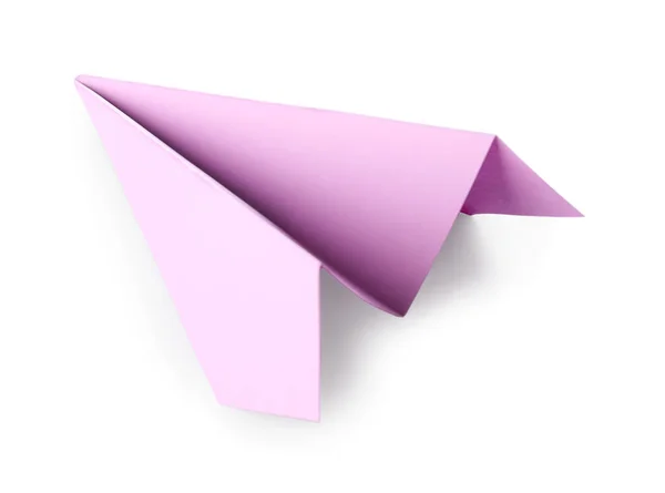 Lilac Paper Plane White Background — 图库照片