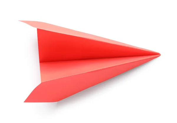 Red Paper Plane White Background — Stockfoto