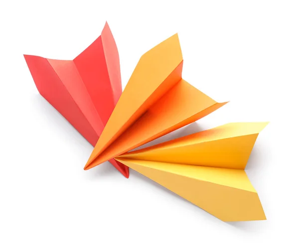 Colorful Paper Planes White Background — Stock Photo, Image