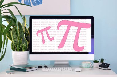 Modern computer on table. International Pi Day