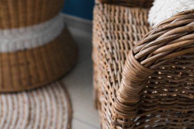 Texture of rattan armchair, closeup
