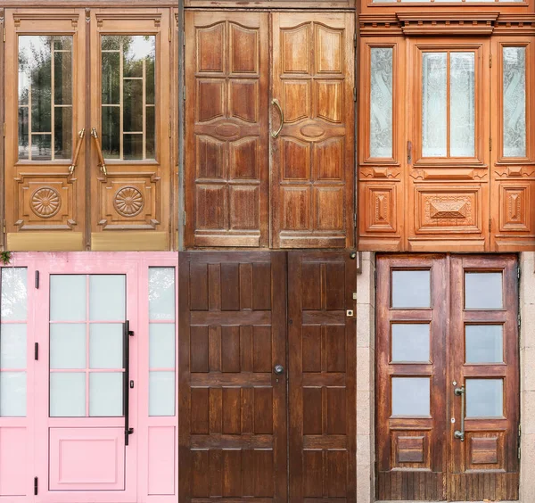 Collage Many Different Entrance Doors — Stockfoto