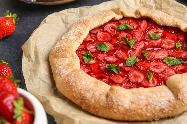 Delicious Strawberry Galette Table Closeup — Stock Photo, Image