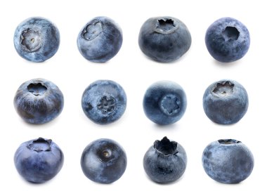 Set of ripe blueberry isolated on white