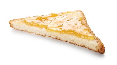 Tasty toast with jam isolated on white background