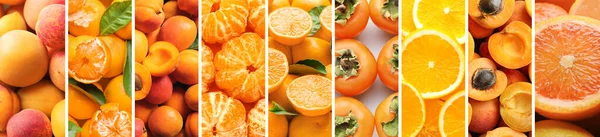 Collage Many Ripe Orange Fruits — Stok fotoğraf