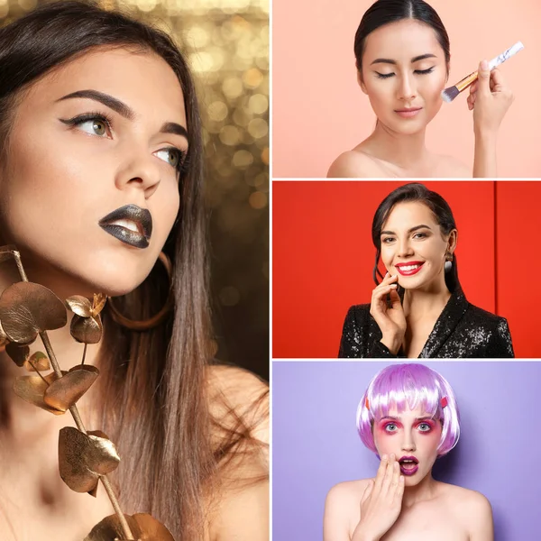Beauty Collage Fashionable Young Women — Stock Photo, Image