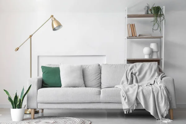 Interior Light Living Room Shelving Unit Sofa Lamp — Stok fotoğraf