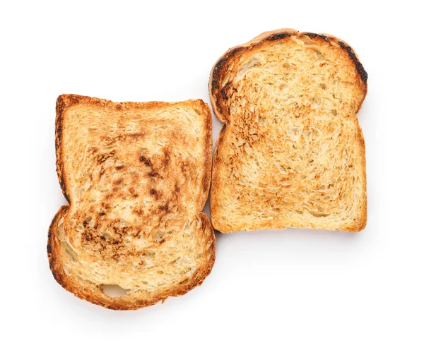 Slices Tasty Toasted Bread Isolated White Background — Fotografia de Stock