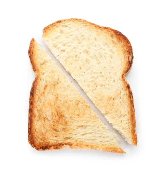 Cut Slice Toasted Bread White Background — Fotografia de Stock