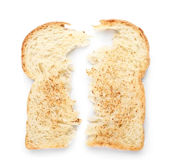 Broken Toast White Background — Stockfoto