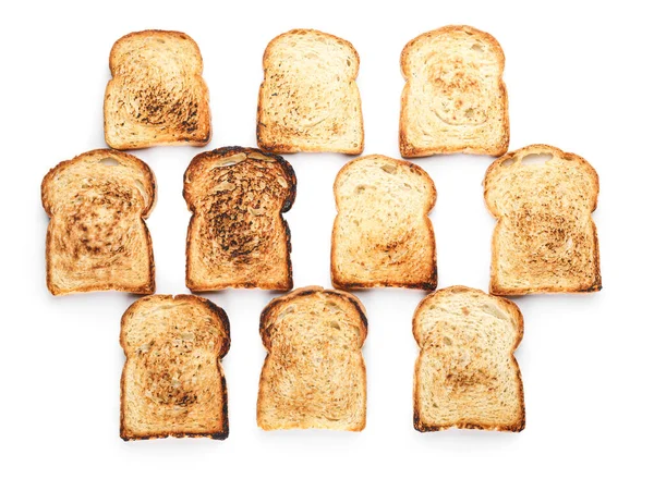 Composition Tasty Toasts White Background — Stockfoto
