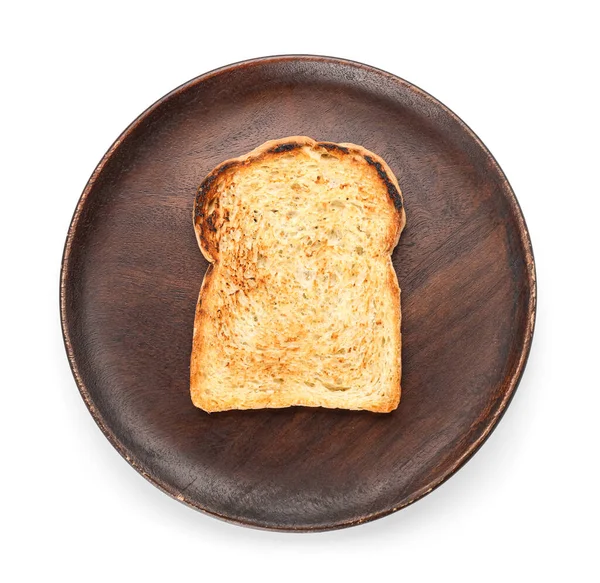 Plate Tasty Toast Isolated White Background — Stockfoto